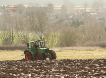 Tractor ploughing stubble